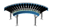Kurvenrollenförderer mit Rundriemenantrieb
